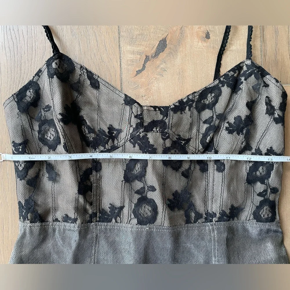 Marc Jacobs Vintage Lace Bustier and Metallic Silk Dress, Lace Straps, Size 0 - Picture 8 of 13